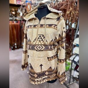NEW Tan Knit Southwest 1/4 Zip Hoodie